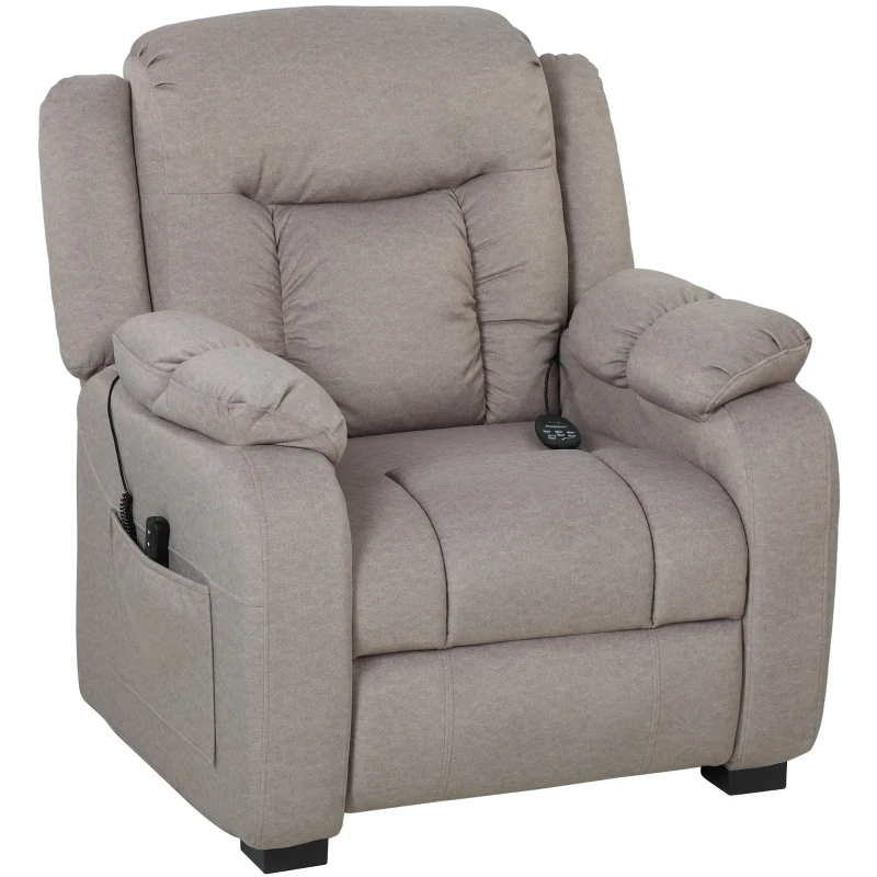 HOMCOM Massage Recliner Chair with Quiet Brushless Motor Pet-Friendly Fabric Power Recliner with 2 Memory Positions Brown