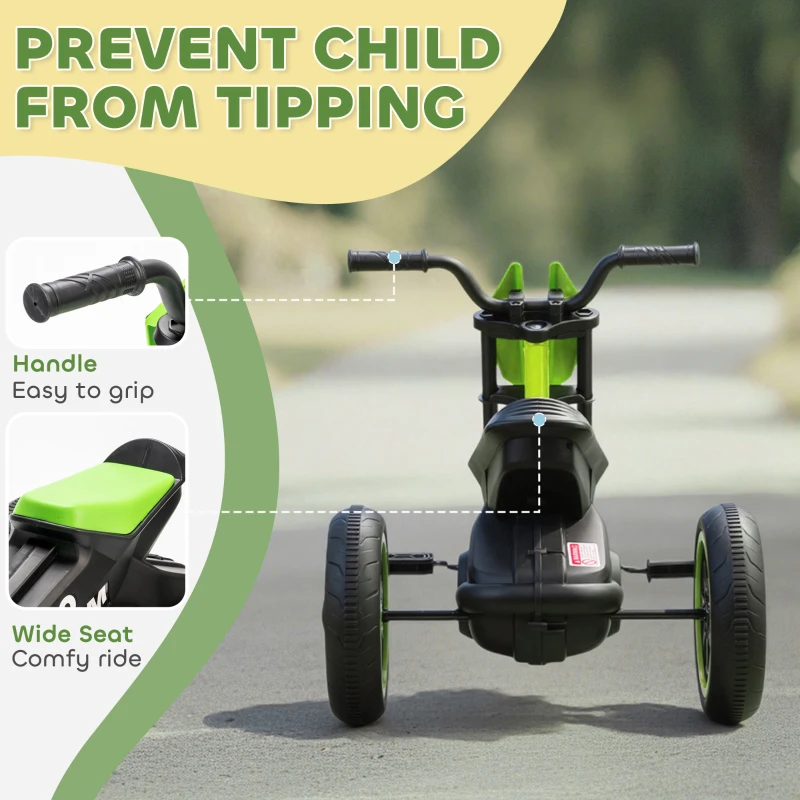 Qaba Kids Tricycle, Toddler Trike with Pedal for Indoor Outdoor Use, 3 Wheel Trike for Ages 18 to 36 Months Boys Girls, Green
