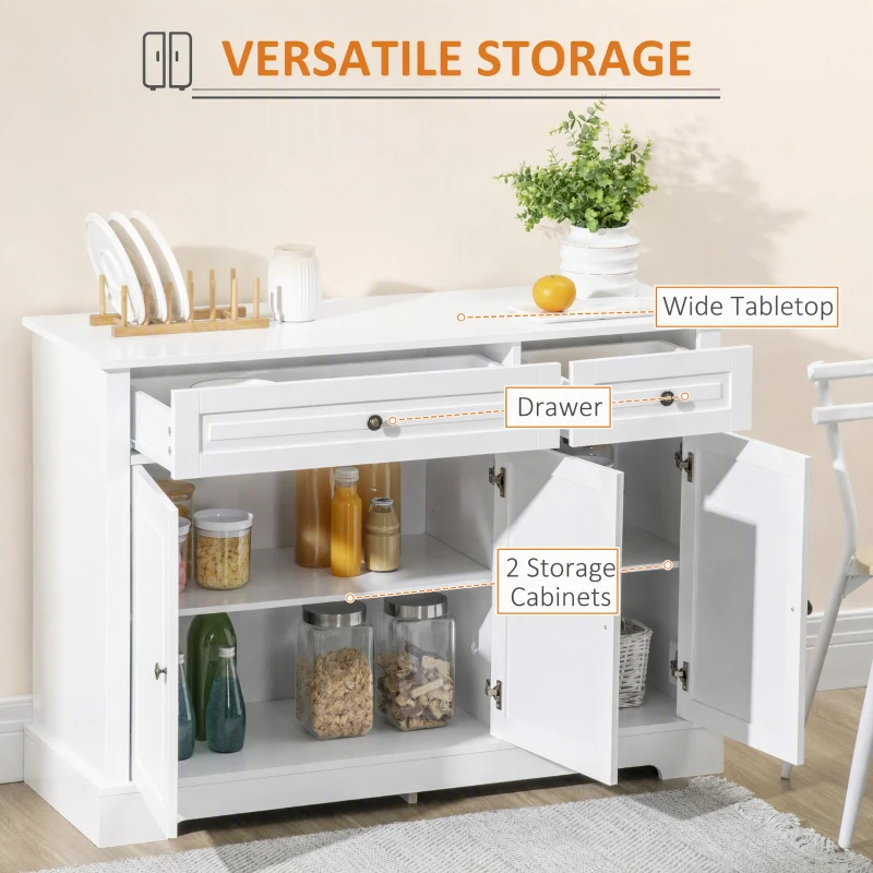 HOMCOM Sideboard Buffet Cabinet, Modern Accent Cabinet with 2 Drawers and Adjustable Shelves, Entryway Cabinet, White