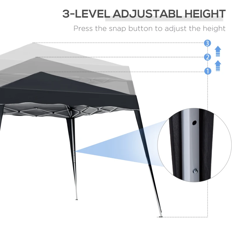 Outsunny 8' x 8' Pop Up Canopy, Outdoor Foldable Tent, Portable Canopy Tent with Carrying Bag for Camping, Party, Picnic, Black