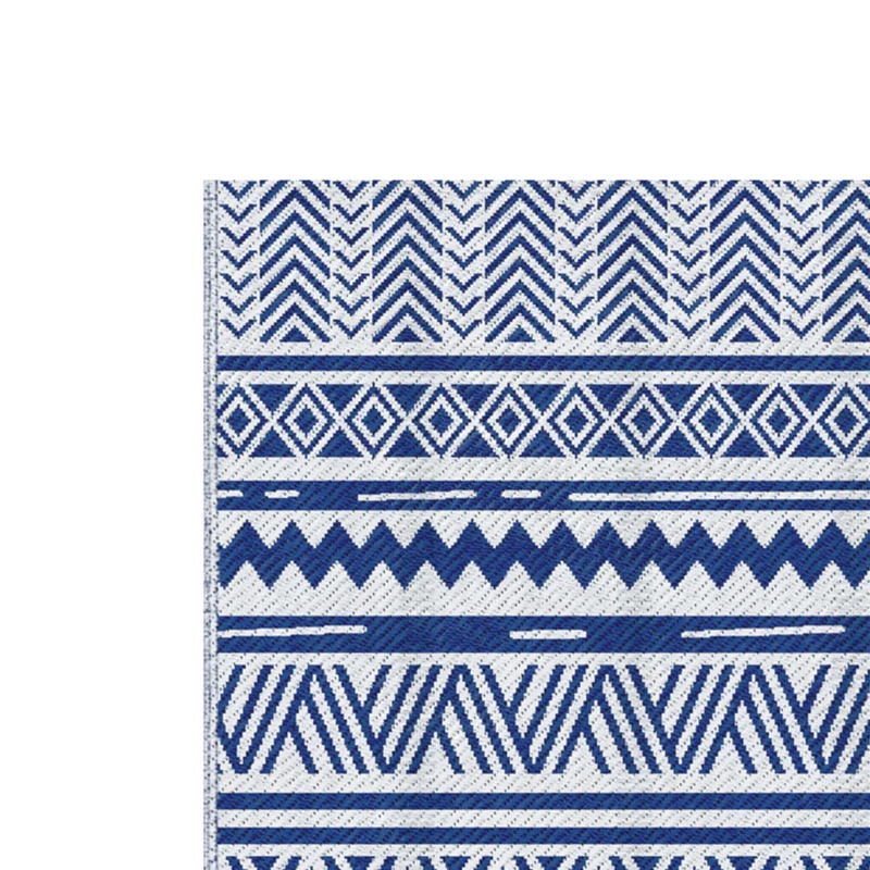 Outsunny Reversible Outdoor Rug, Patio Floor Mat, 6'x9' Plastic Straw Rug for Backyard Deck, Beach, Camping, Dark Blue and White