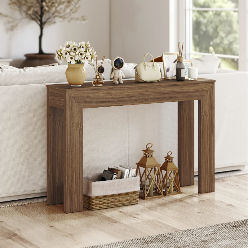 HOMCOM Modern Console Table, 47" Narrow Entryway Table, Walnut