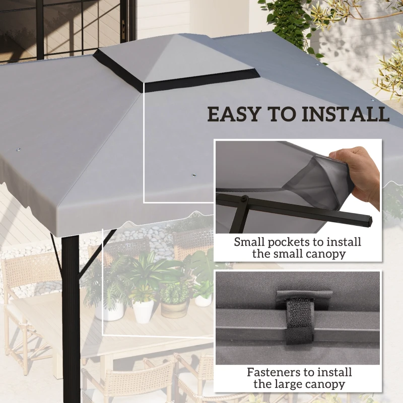 Outsunny Model 84C-051 or 84C-269 10' x 10' Gazebo Replacement Canopy, Light Gray