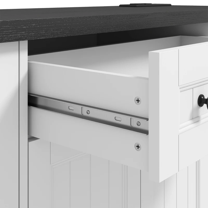HOMCOM 47" Farmhouse Sideboard Buffet Cabinet with Charging Station, Coffee Bar Cabinet with 3 Adjustable Shelves, White