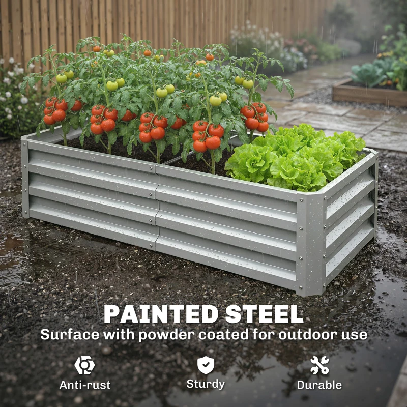 Outsunny Galvanized Raised Garden Bed, 4' x 2' x 1' Metal Planter Box, for Growing Vegetables, Flowers, Herbs, Succulents, Green