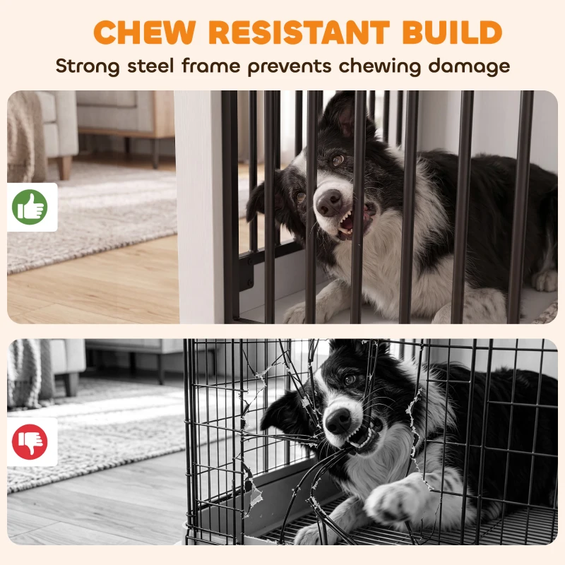 PawHut 100 cm Dog Crate Furniture with Sliding Barn Door for Large Breeds, White