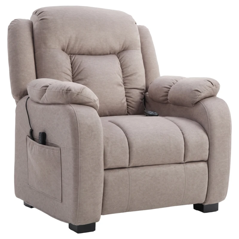 HOMCOM Massage Recliner Chair with Quiet Brushless Motor Pet-Friendly Fabric Power Recliner with 2 Memory Positions Brown