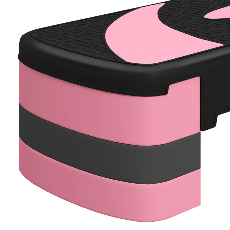 Soozier Adjustable Aerobic Stepper, Exercise Step Platform, Step Exercise Trainer, Workout Fitness Yoga Risers, 4"-6"-8", Pink
