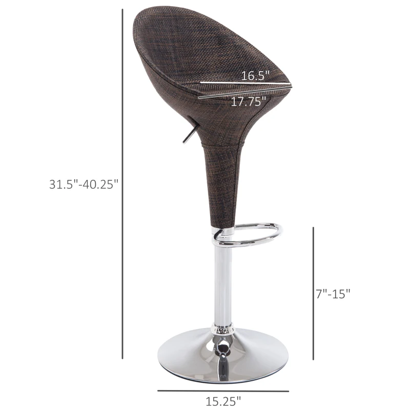 HOMCOM Adjustable Bar Stools Set of 2, Rattan Bar Height Barstools with Swivel for Pub Counter Kitchen