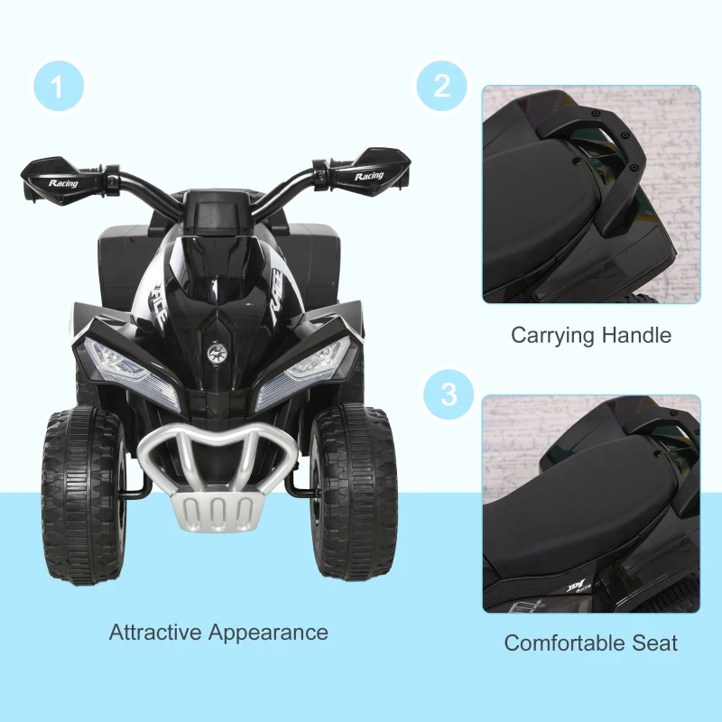 Aosom No Power Baby Ride on Toy, Kids Ride on Car Foot to Floor Sliding 4 Wheels with Music, Lightening, for 18-36 M, Black