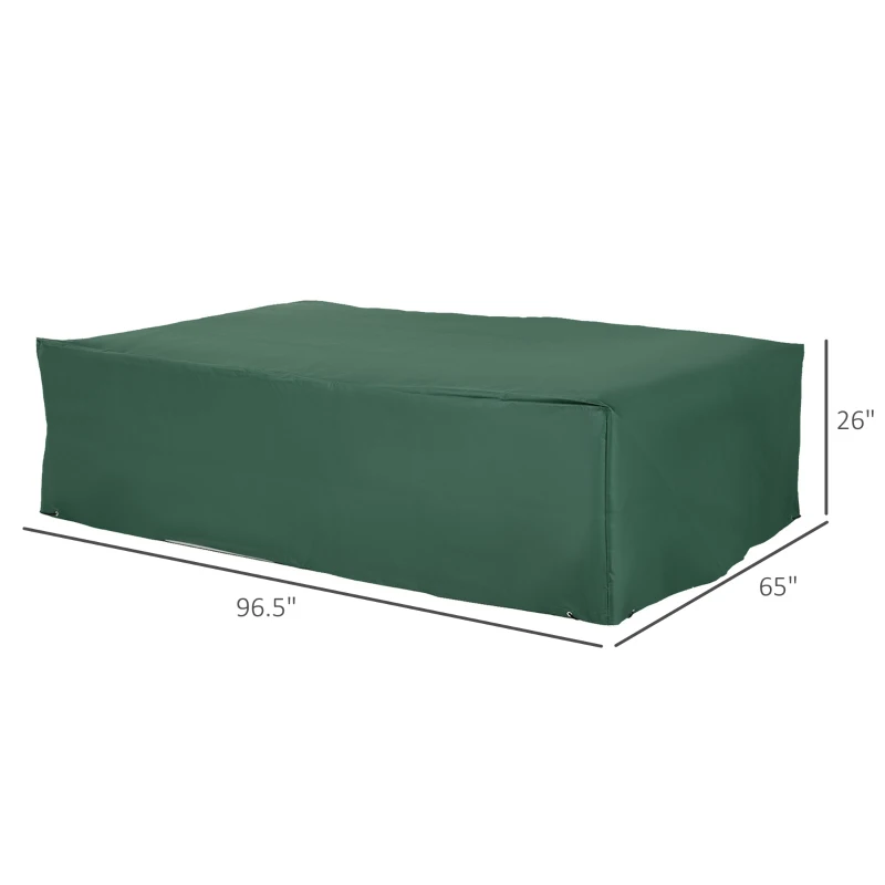 Outsunny Patio Furniture Covers, Waterproof, Windproof and Anti-UV 300D Oxford Fabric Large Outdoor Furniture Cover for Outdoor Sectional Sofa Set, 97" x 65" x 26", Green