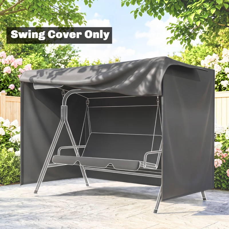 Outsunny 3-Seater Patio Swing Cover, Outdoor Garden Furniture Protection Hammock Glider Cover, 81" x 49" x 65", Dark Grey