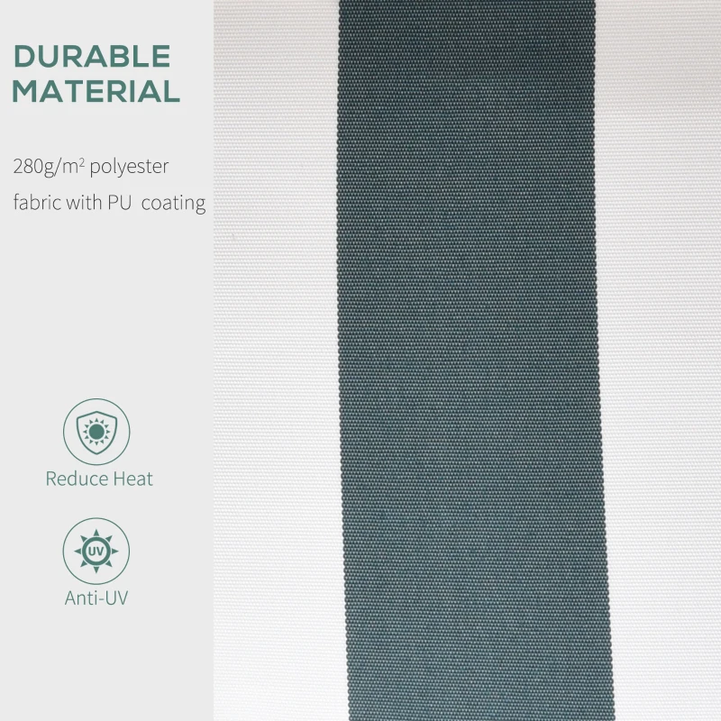 Outsunny 8' x 7' Retractable Awning, Patio Awnings, Sunshade Shelter with 280 g/m² UV & Water-Resistant Fabric and Aluminum Frame for Deck, Balcony, Yard, Green and White