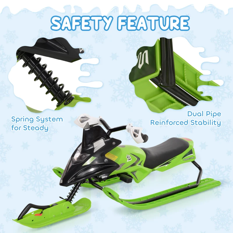 Soozier Kids Snow Racer Sleds with Padded Rubber Seat, Green