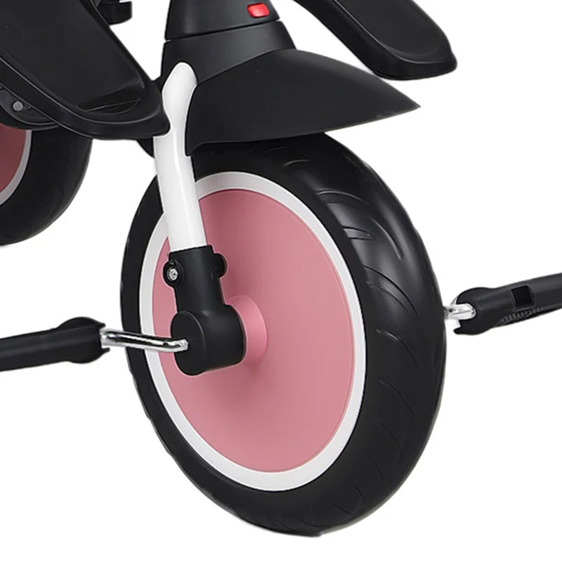 Qaba 6 in 1 Toddler Tricycle for 1-5 Years Old with Push Handle, Removable Canopy, Rotatable Seat, Pink