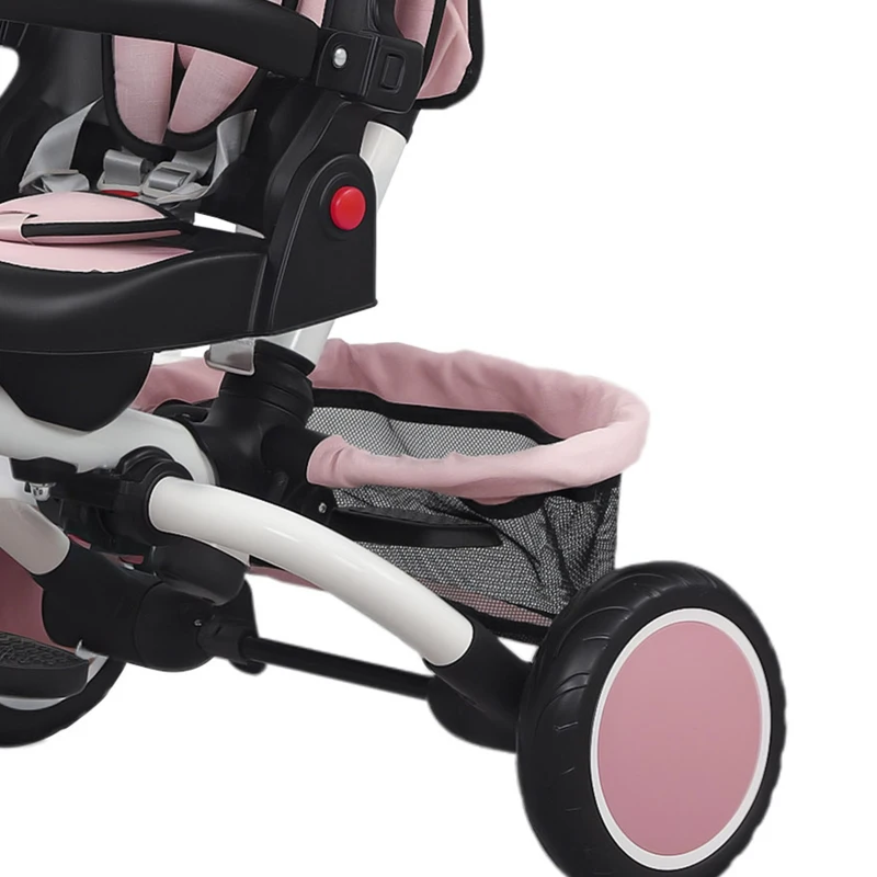 Qaba 6 in 1 Toddler Tricycle for 1-5 Years Old with Push Handle, Removable Canopy, Rotatable Seat, Pink