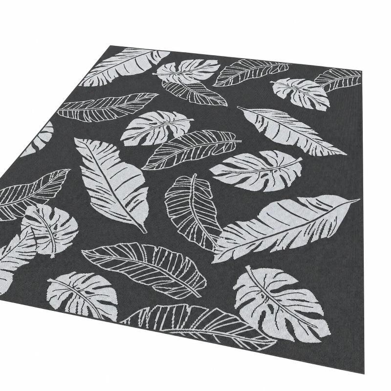 Outsunny Reversible Outdoor RV Rug, Patio Floor Mat, 6' x 9' Plastic Rug for Backyard, Deck, Beach, Camping, Grey and White