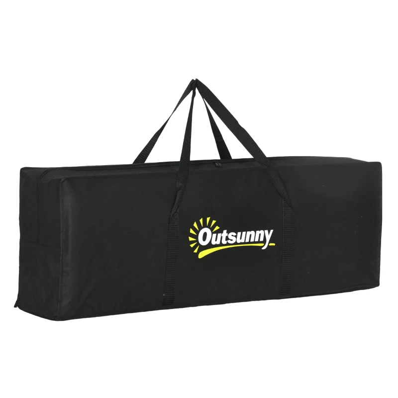 Outsunny Reversible Outdoor Rug, Waterproof Plastic Straw RV Rug with Carry Bag, 9' x 18', Black and White Clover