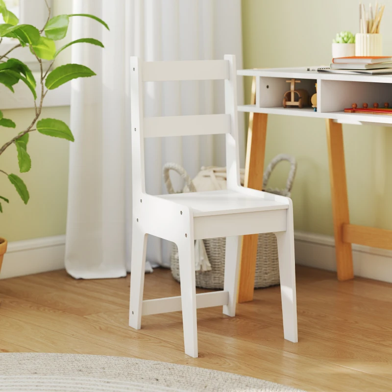 Qaba Kids Desk and Chair Set with Storage for Bedroom, School, Gift for Children Ages 3-12, White
