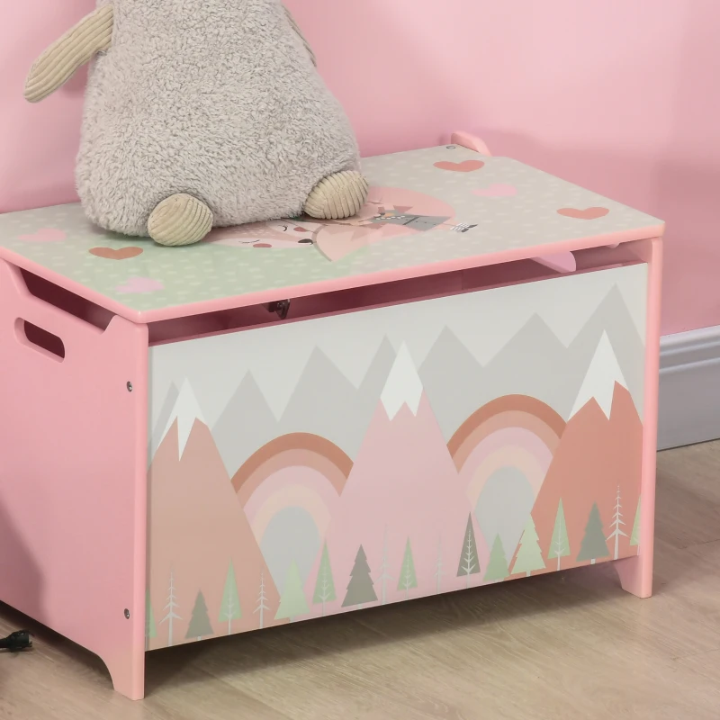 Qaba Storage Chest with Lid, Storage Box Organizer for Bedroom, Pink