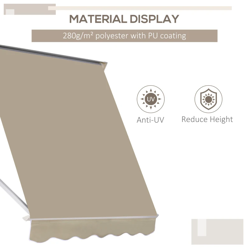 Outsunny 6' Drop Arm Manual Retractable Window Awning Sun Shade Shelter for Patio Balcony Outdoor, Aluminum, Can Cover 2 Windows, Cream White