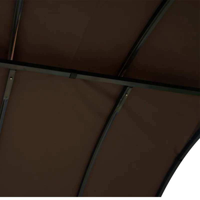 Outsunny 8x4ft BBQ Gazebo Tent Metal Frame Arch Canopy Garden Sunshade Portable Shelter Backyard with Side Shelf Coffee