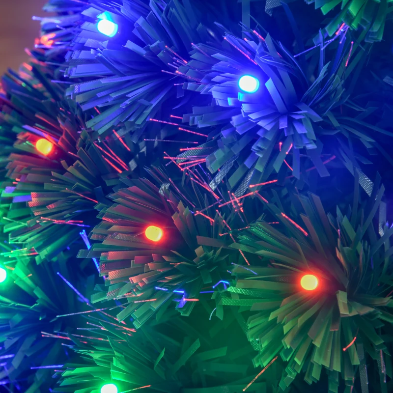 HOMCOM 3ft Tall Douglas Fir Pre-Lit Artificial Christmas Tree with Realistic Branches, 90 Multi-Color LED Lights, Fiber Optics and 90 Tips