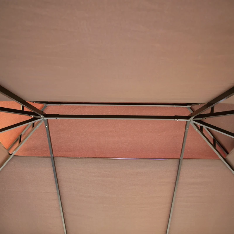 Outsunny 10' x 13' Patio Gazebo, Aluminum Frame Double Roof Outdoor Gazebo Canopy Shelter with Netting & Curtains, Coffee