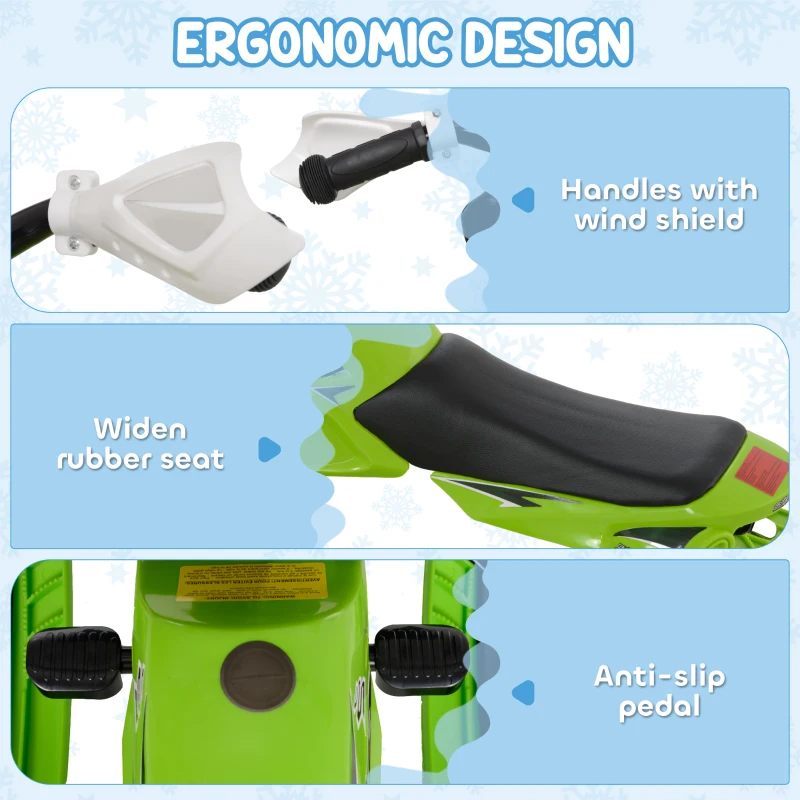 Soozier Kids Snow Racer Sleds with Padded Rubber Seat, Green