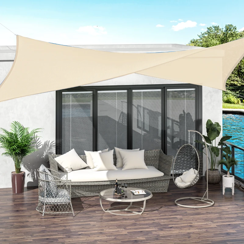 Outsunny Rectangle 13' x 20' Canopy Sun Sail Shade Garden Cover UV Protector Outdoor Patio Lawn Shelter with Carrying Bag (Cream White)