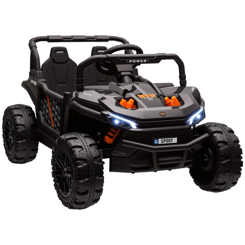 Qaba 12V Ride On Truck, Battery Powered Electric Car for Kids w/ Remote Control, 4-Wheel Suspension & LED Lights, Black