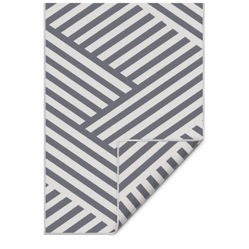 Outsunny Reversible Outdoor RV Rug, Patio Floor Mat, 6'x9' Plastic Straw Rug for Backyard, Deck, Beach, Camping, Grey and Cream