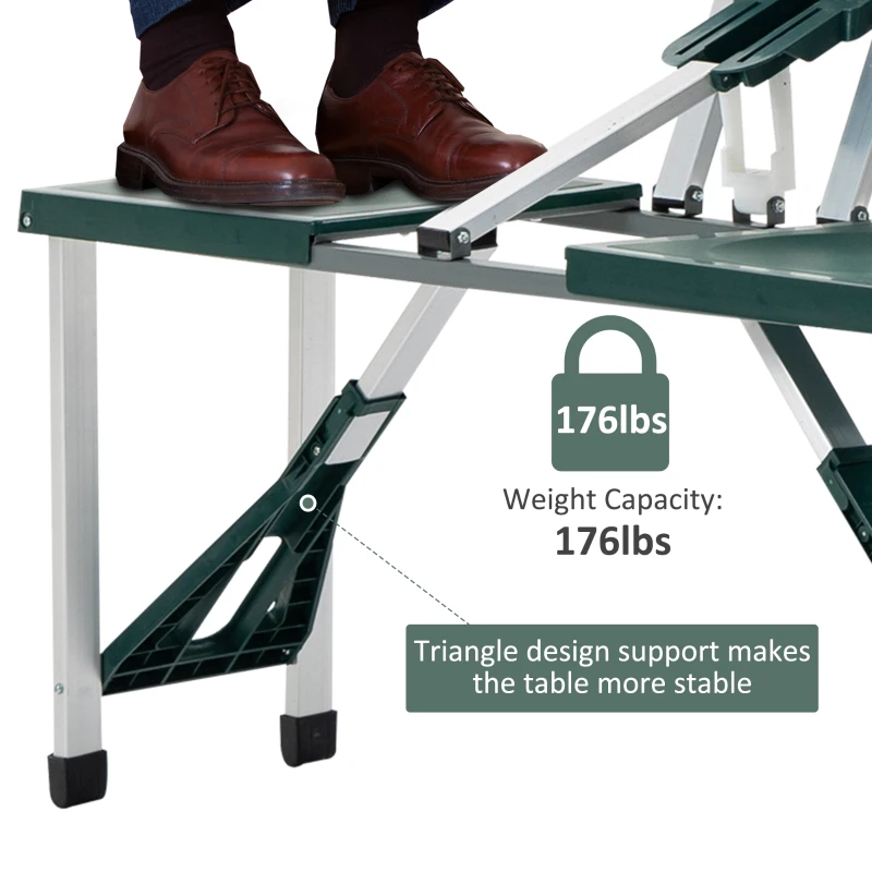 Outsunny Folding Picnic Table Chair Set Junior Outdoor Seating Portable Bench Dark Green