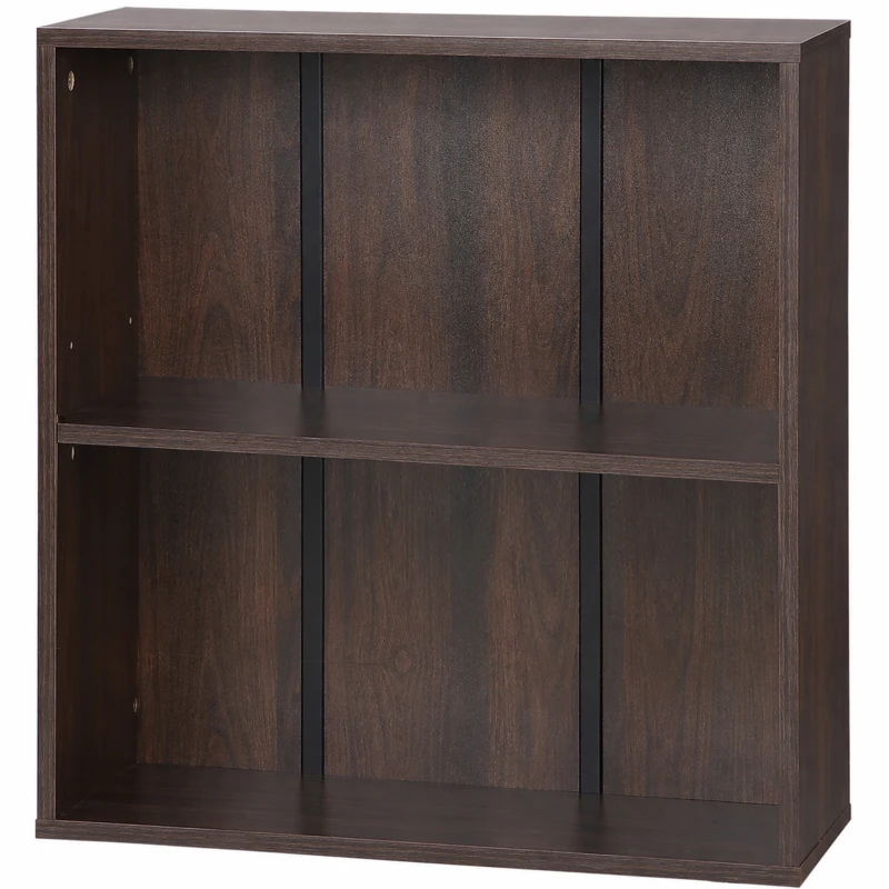 HOMCOM Wood Small Bookshelf 2 Tier Storage Rack Chest Unit Home Office Furniture Walnut