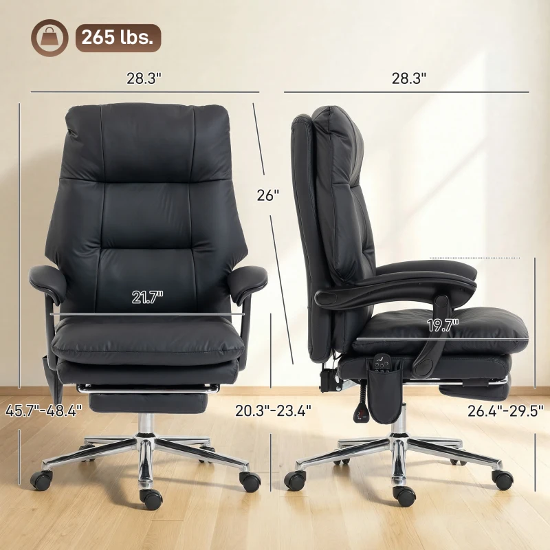 HOMCOM Massage Office Chair with 6-Point Vibration, Pet-Friendly Faux Leather Ergonomic Executive Desk Chair, Black