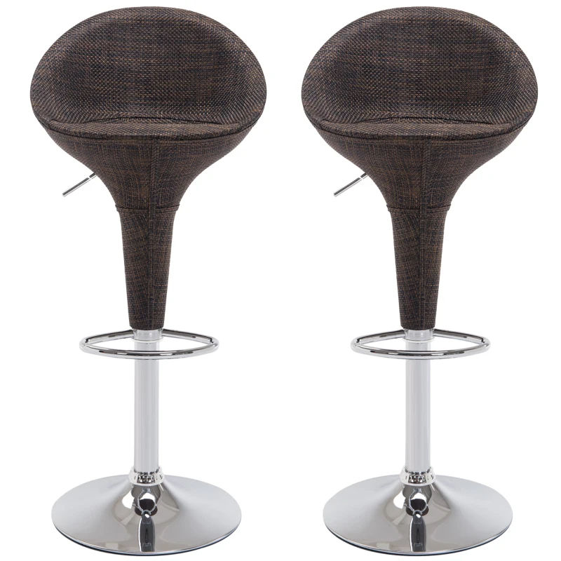 HOMCOM Adjustable Bar Stools Set of 2, Rattan Bar Height Barstools with Swivel for Pub Counter Kitchen