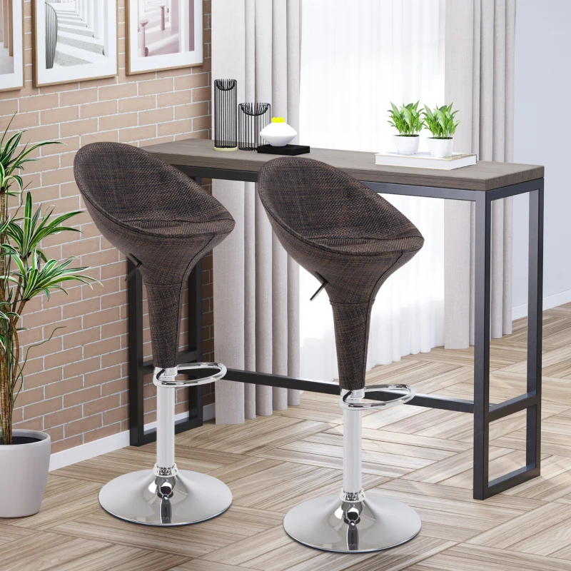 HOMCOM Adjustable Bar Stools Set of 2, Rattan Bar Height Barstools with Swivel for Pub Counter Kitchen