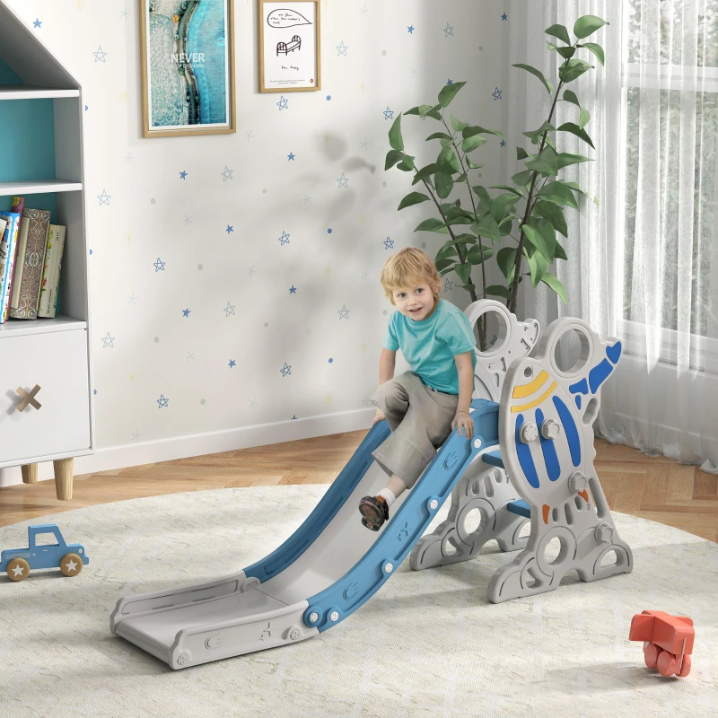Qaba Kids Indoor Slide for Toddlers Ages 1.5-3, Small Toddler Slide, Space Toy Playset for Girls and Boys, Blue