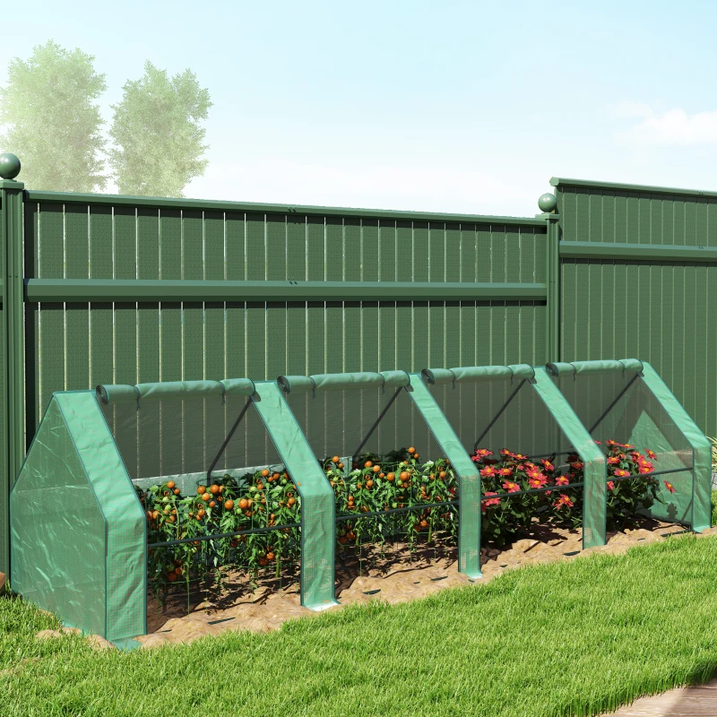 Outsunny Portable Mini Greenhouse, Outdoor Garden with Large Zipper Doors and Water/UV PE Cover, 12' x 3' x 3', Green