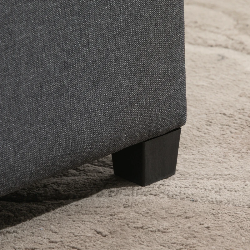 HOMCOM Tufted Storage Ottoman, Upholstered Accent Bench Seat, Cube Storage Box, Footrest Stool, Dark Grey