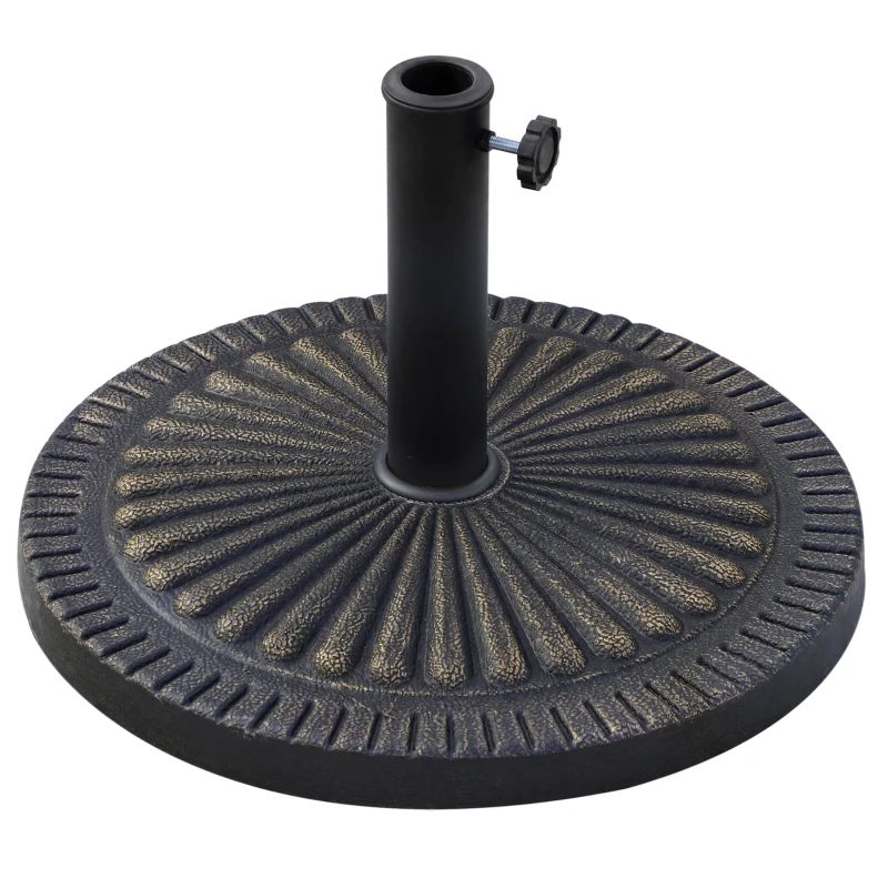 Outsunny 31 lbs Resin Round Market Umbrella Base Holder 19" Decorative Parasol Stand for Patio, Outdoor, Backyard, Bronze