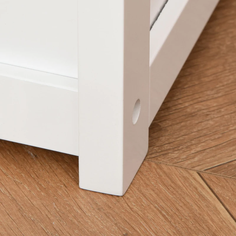 HOMCOM 2-in-1 Kids Wooden Toy Organizer Chest Storage Box with Seat Bench Cabinet Chunk Cube with Safety Pneumatic Rod White