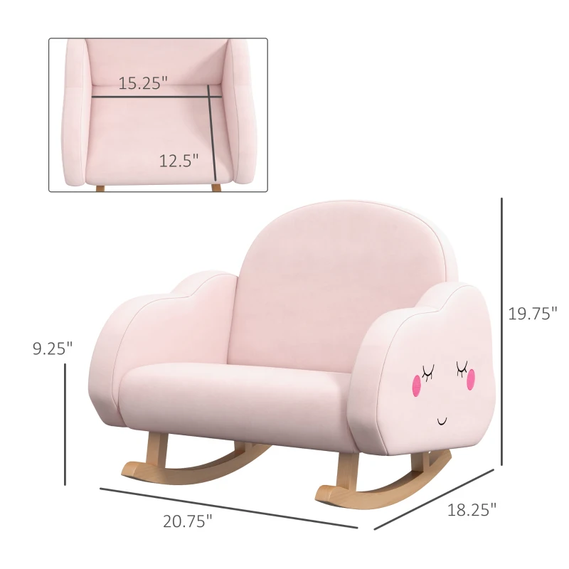 Qaba Rocker Armchair for Nursery Playroom Preschool for 1.5-5 Years, Pink