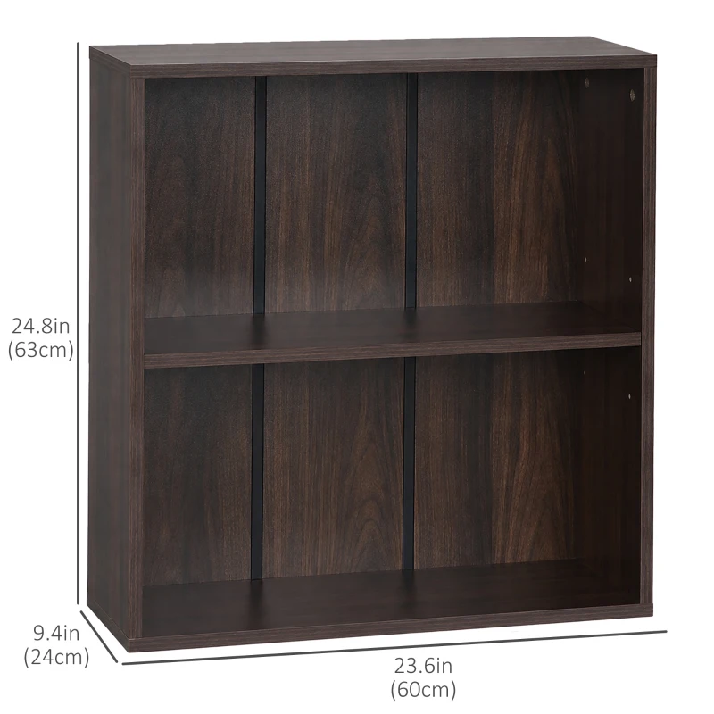 HOMCOM Wood Small Bookshelf 2 Tier Storage Rack Chest Unit Home Office Furniture Walnut