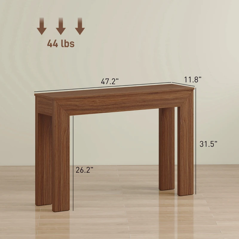 HOMCOM Modern Console Table, 47" Narrow Entryway Table, Walnut