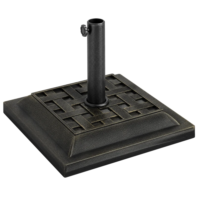 Outsunny 20 lbs Square Resin Patio Umbrella Stand Base Coated Pole Market Umbrella Parasol Holder Bronze