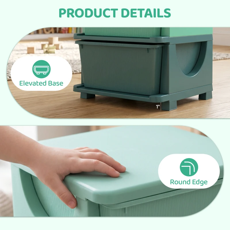 Qaba 4 Tier Kids Storage Unit, Toy Organizers and Storage with 4 Drawer for Bedroom Nursery Living Room for Boys Girls Green