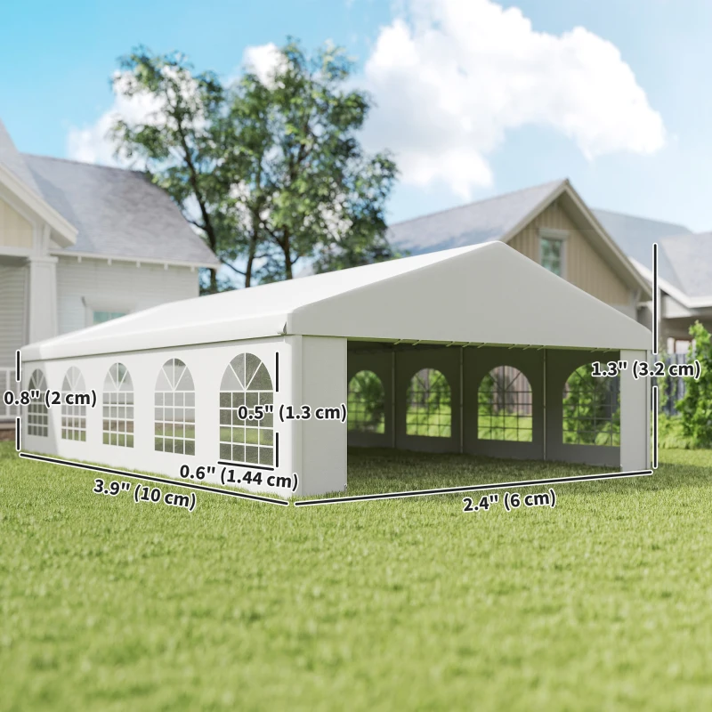 Outsunny 33'x20' Heavy Duty Steel Carport Garage Wedding Party Event Tent Shelter Gazebo Outdoor w/ Sidewalls Canopy Pavilion White