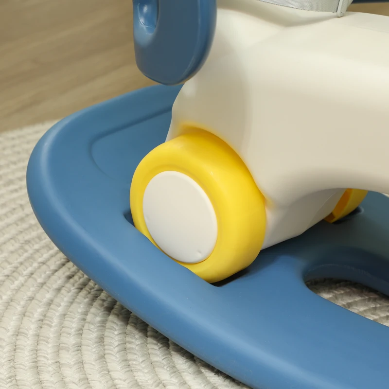 Qaba 4 in 1 Rocking Horse for Toddles 1-3 Years with Detachable Push Handle & Balance Board, Blue