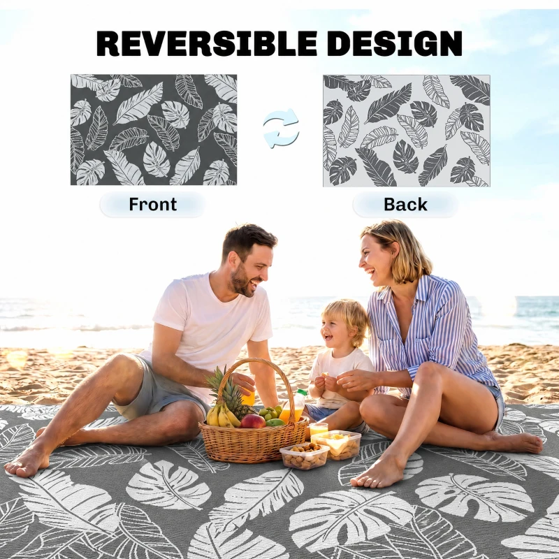 Outsunny Reversible Outdoor RV Rug, Patio Floor Mat, 6' x 9' Plastic Rug for Backyard, Deck, Beach, Camping, Grey and White